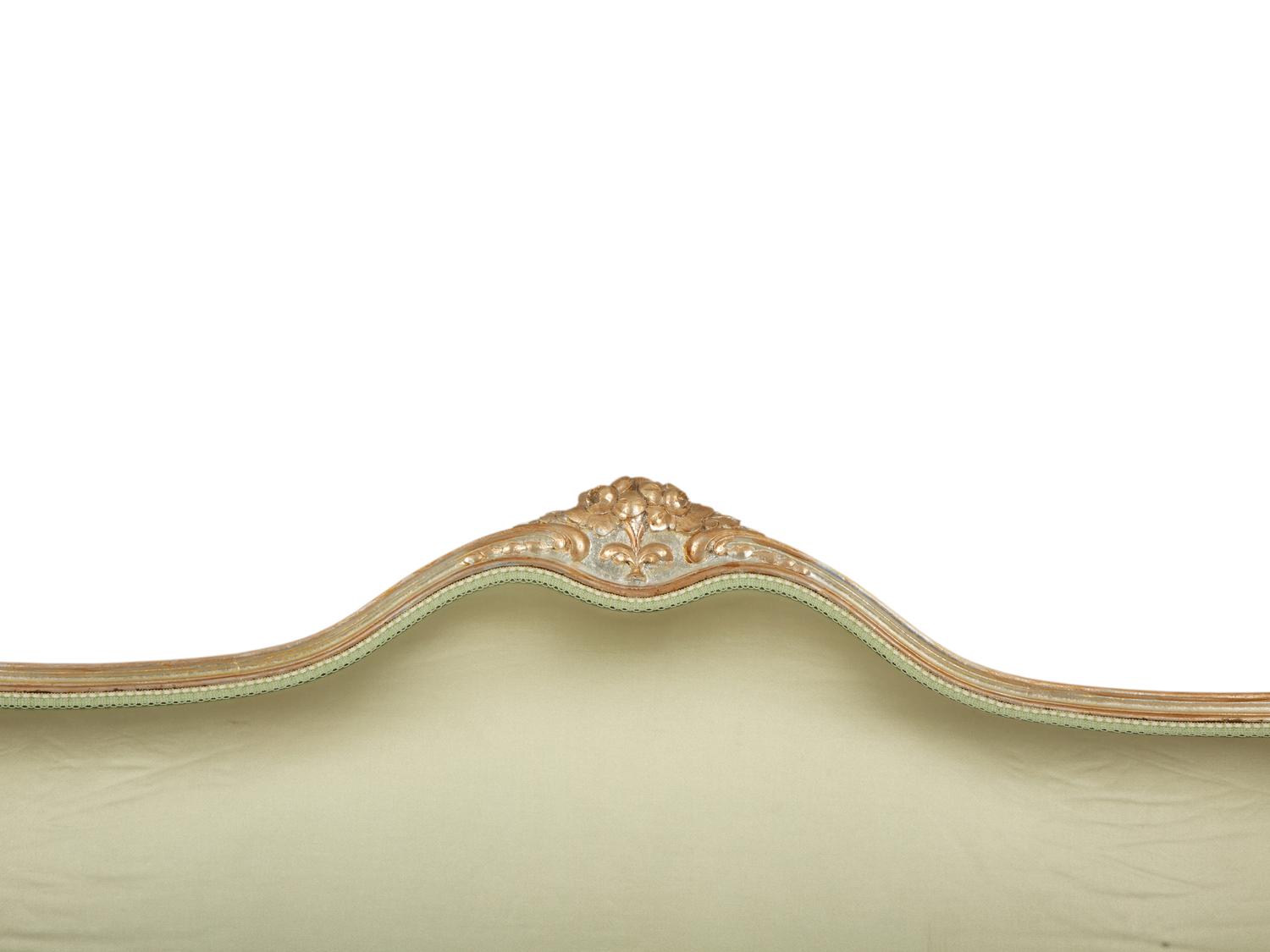 A Louis XV Style Painted and Parcel Gilt Queen Size Bed