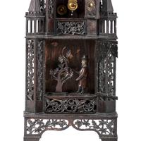 A Large Fretwork Folk Art Steeple Clock