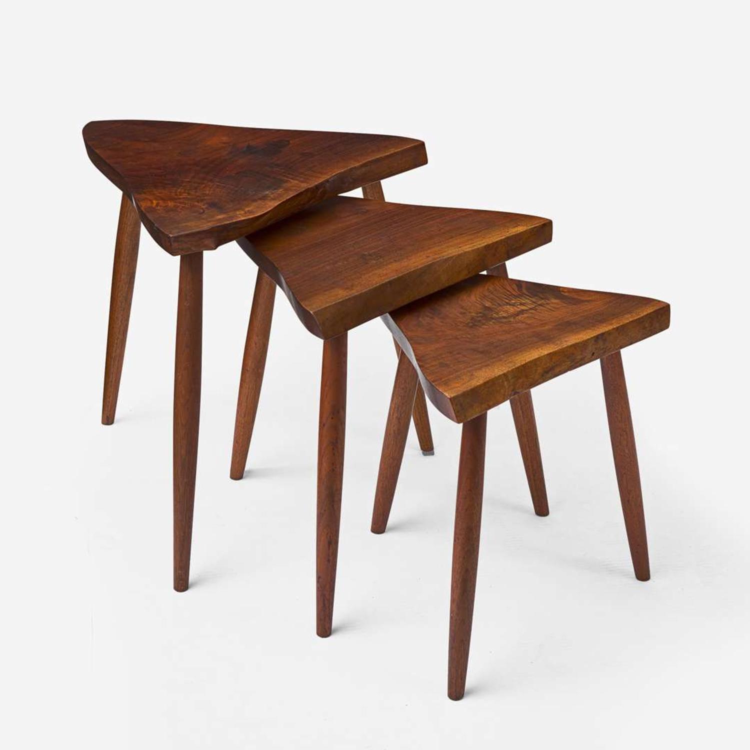 George Nakashima Set of Three "Amoeba" Nesting Tables, New Hope, Pennsylvania, 1976
