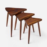 George Nakashima Set of Three "Amoeba" Nesting Tables, New Hope, Pennsylvania, 1976