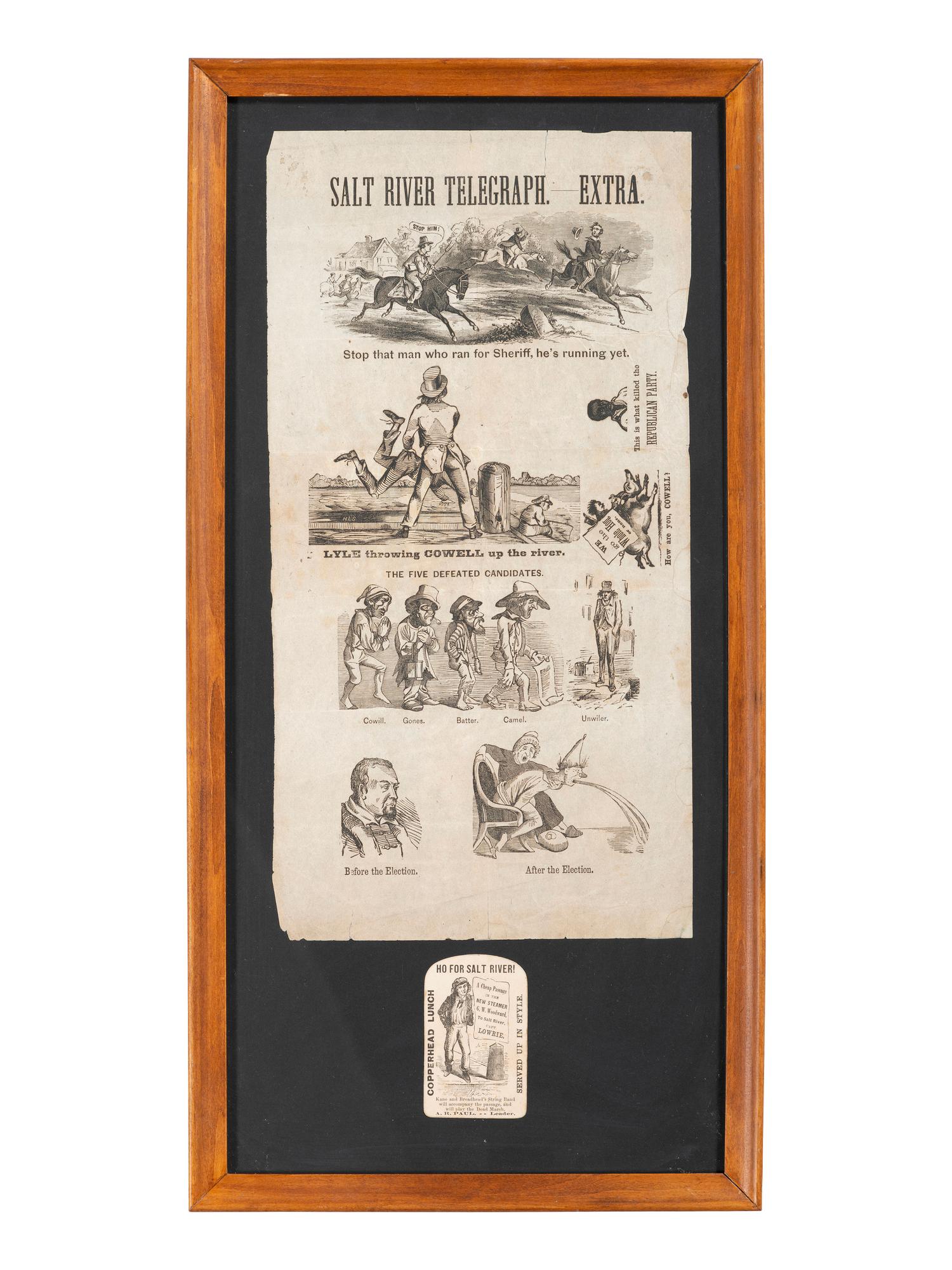 [AFRICAN AMERICANA -RECONSTRUCTION]. A group of 2 items, highlighted by Salt River Telegraph Extra . Philadelphia, PA: N.p., [1867].