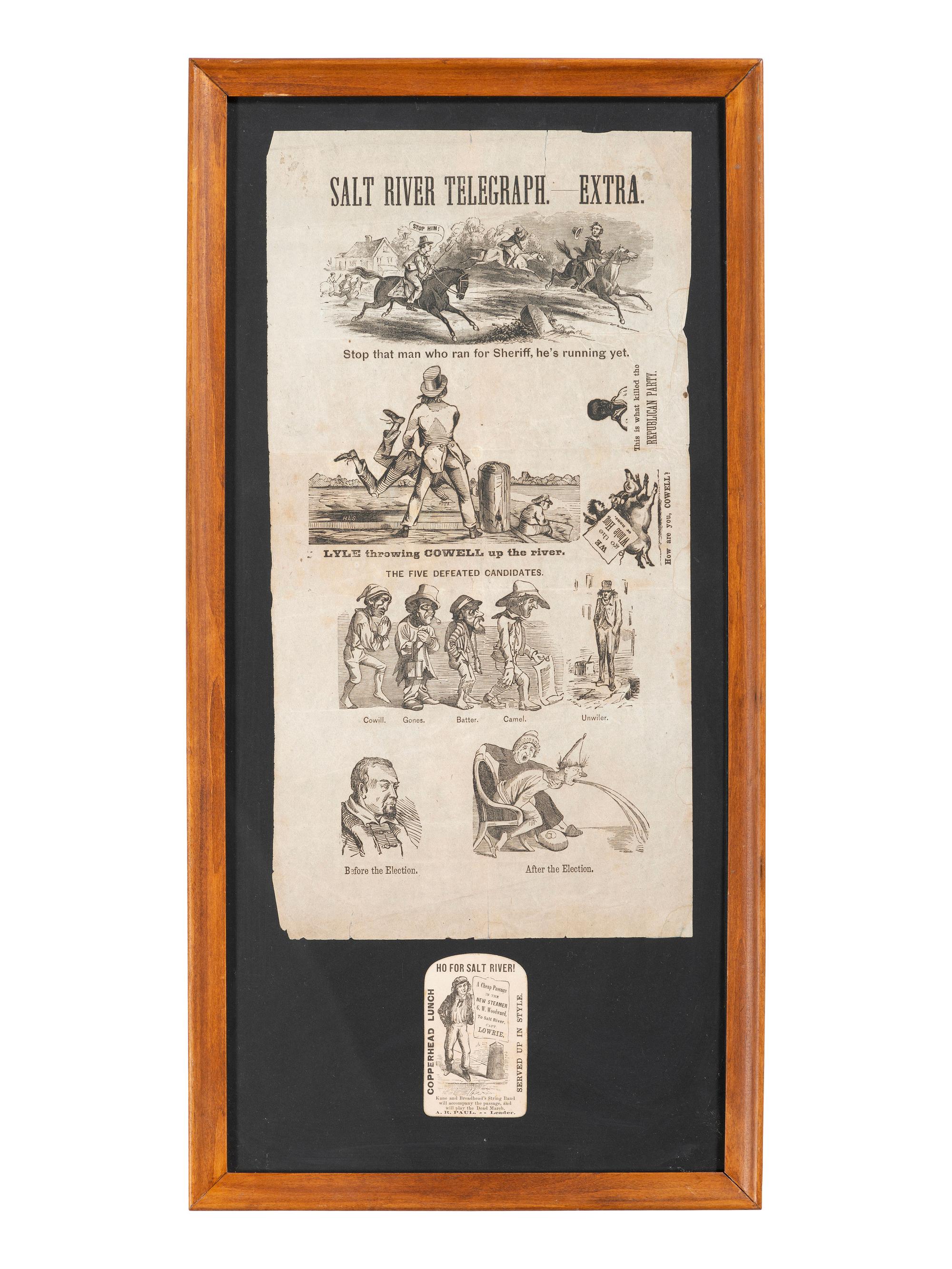 [AFRICAN AMERICANA -RECONSTRUCTION]. A group of 2 items, highlighted by Salt River Telegraph Extra . Philadelphia, PA: N.p., [1867].