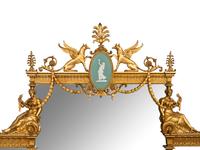 A Fine Edwardian Giltwood and Gesso Overmantel Mirror with Wedgwood-Style Plaques