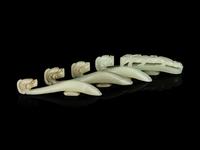 Four Chinese Celadon Jade 'Chilong' Belt Hooks