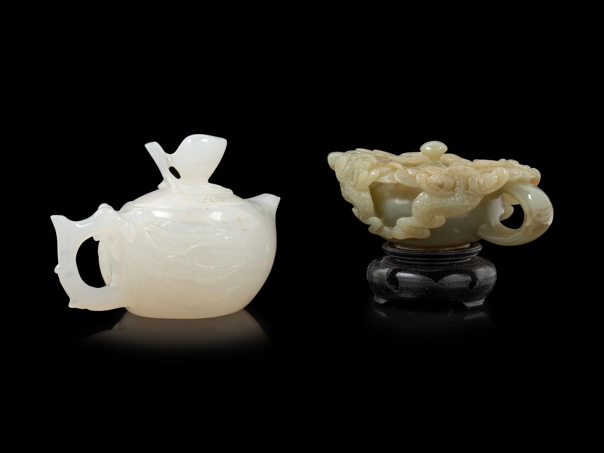 Four Chinese Jade and Peking Glass Articles