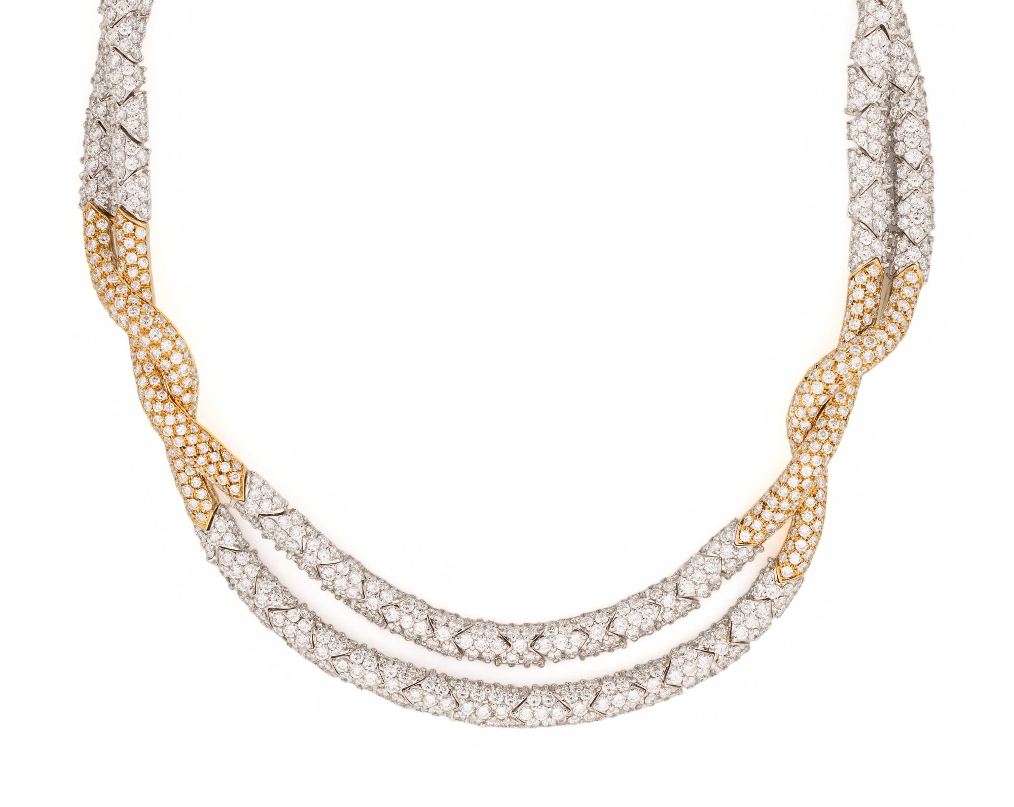 DIAMOND AND BICOLOR GOLD NECKLACE