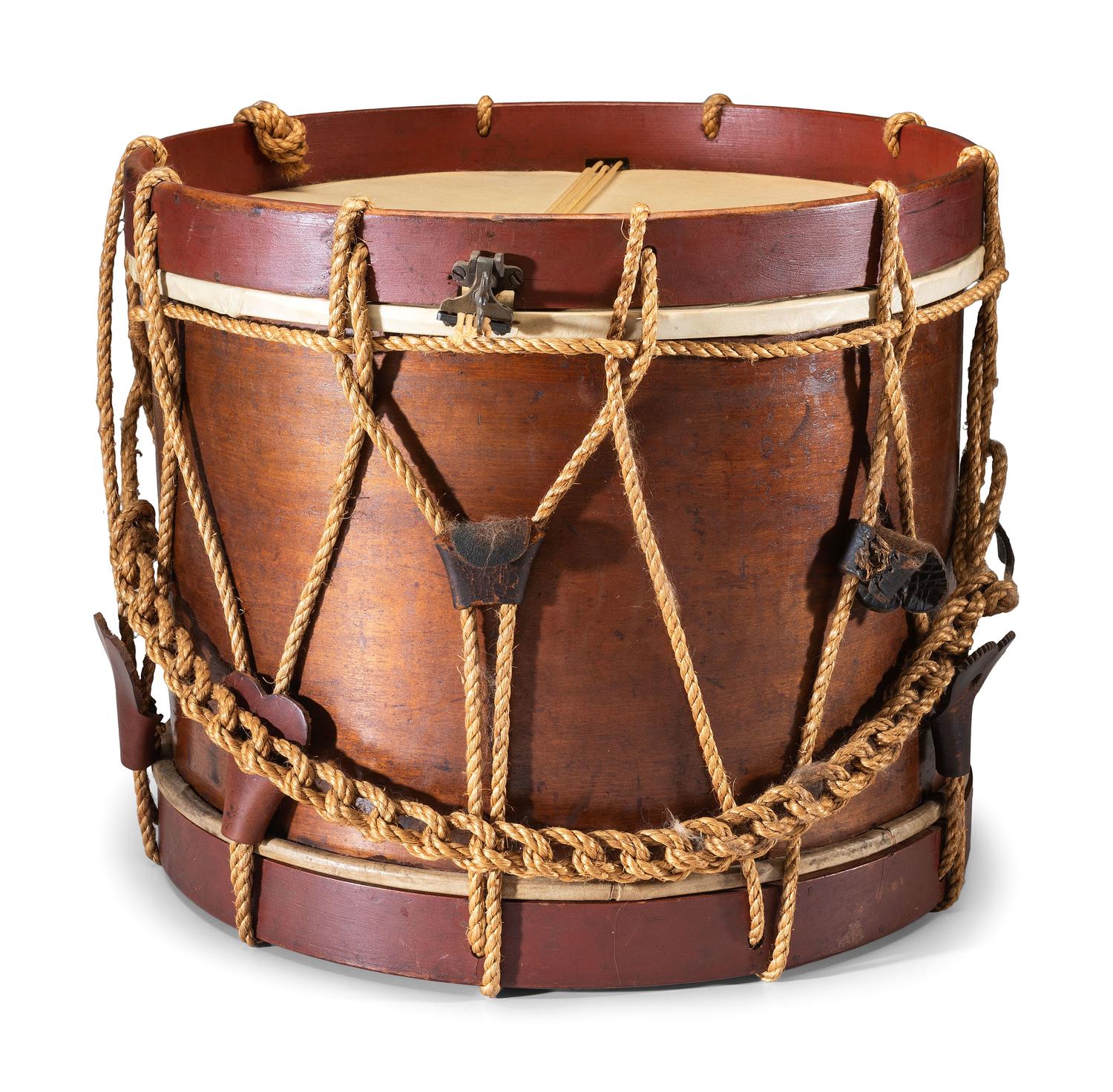 [CIVIL WAR]. Side drum made by George Kilbourn, Albany, New York, 1859. [ With: ] Pair of drumsticks.