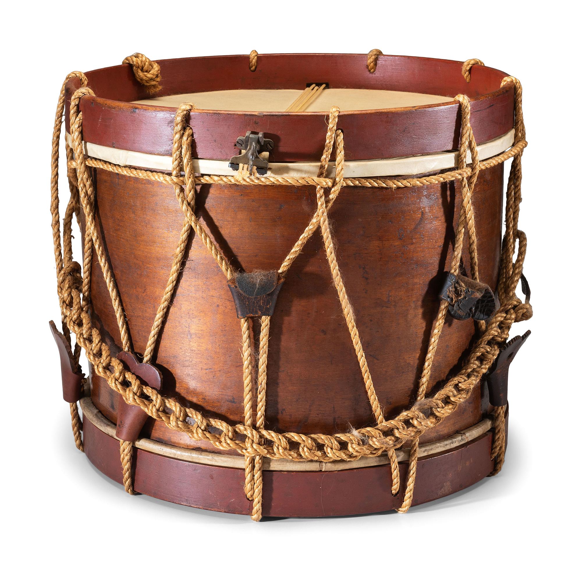 [CIVIL WAR]. Side drum made by George Kilbourn, Albany, New York, 1859. [ With: ] Pair of drumsticks.