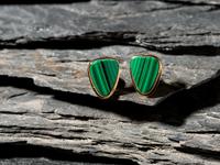 18K Gold and Malachite Clip Earrings