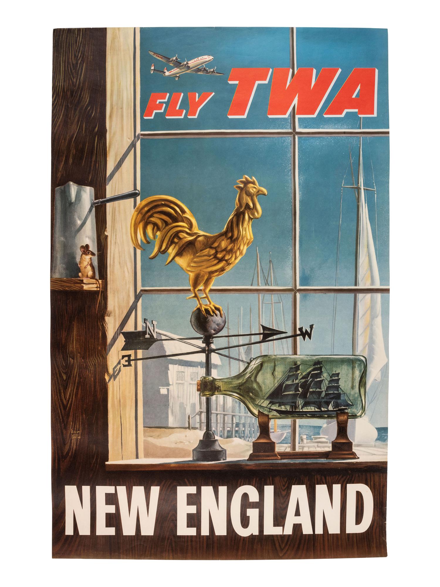 [TRAVEL]. A group of 2 TWA posters promoting travel to Washington, DC, and New England. Ca 1950s.