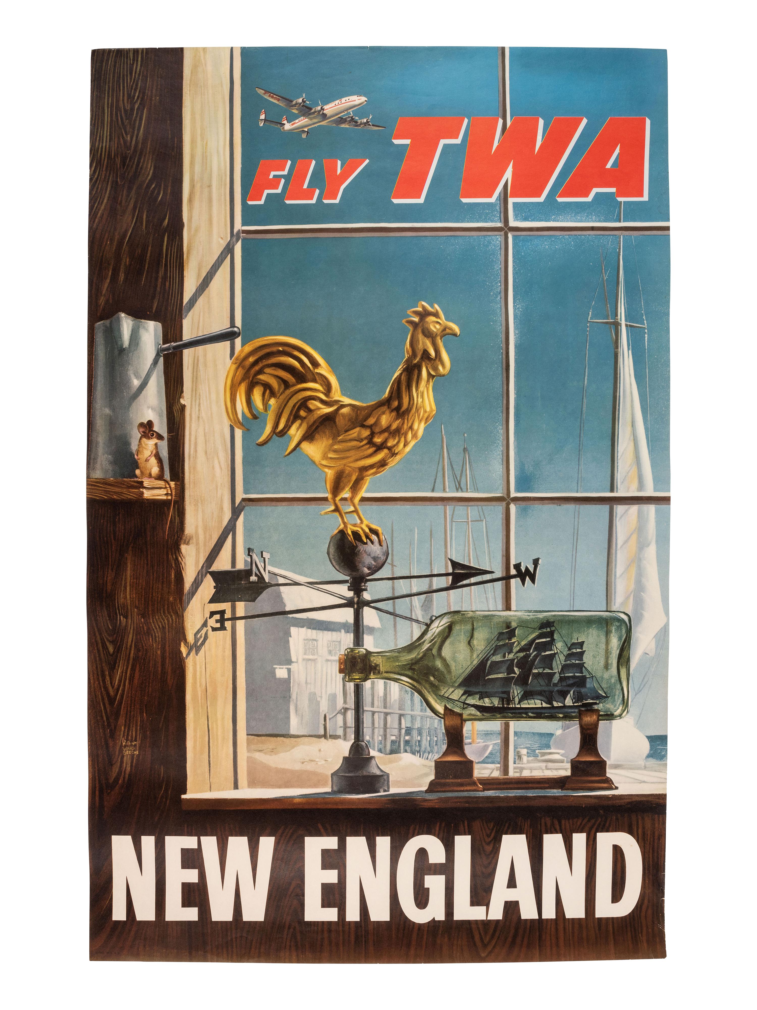 [TRAVEL]. A group of 2 TWA posters promoting travel to Washington, DC, and New England. Ca 1950s.