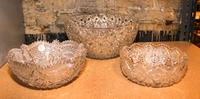 A Collection of Five Cut Glass Articles Width of widest 9 inches.