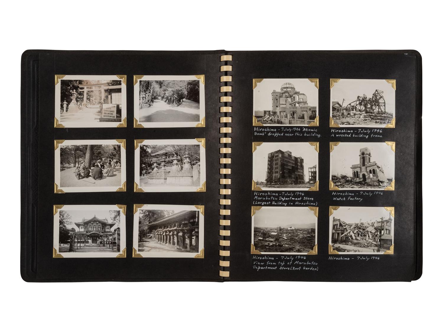[WORLD WAR II]. Captain Van Voorhis collection, including photographs demonstrating the aftereffects of the atomic bomb and the reconstruction and occupation of Japan. Ca 1945-1947.