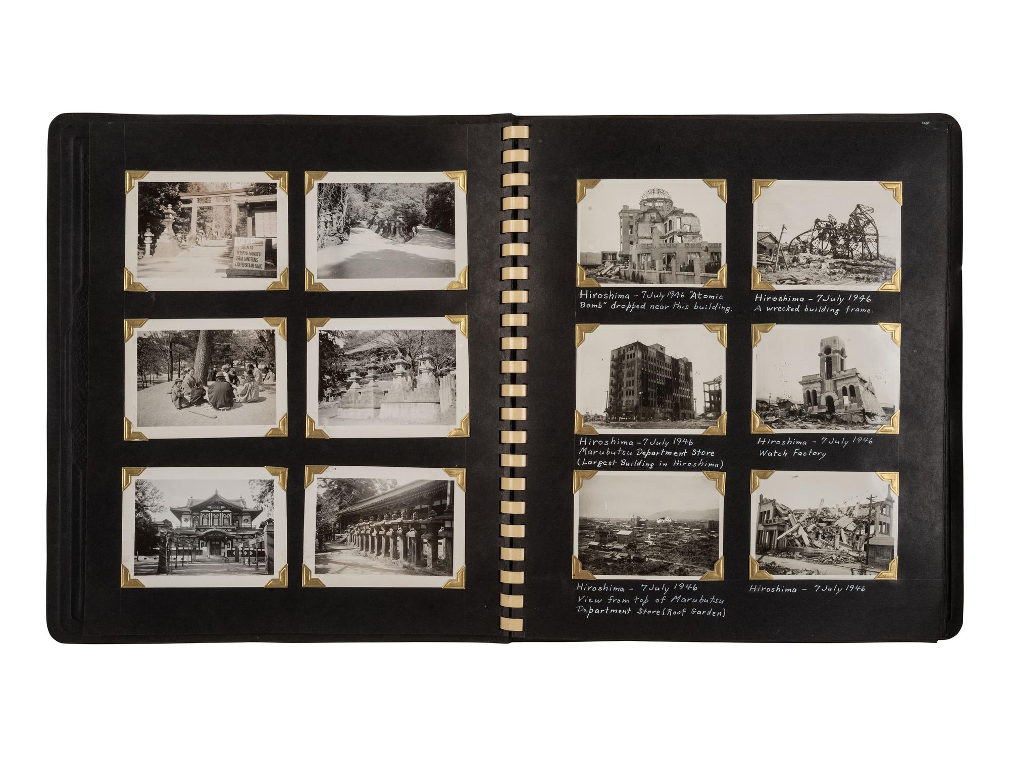 [WORLD WAR II]. Captain Van Voorhis collection, including photographs demonstrating the aftereffects of the atomic bomb and the reconstruction and occupation of Japan. Ca 1945-1947.