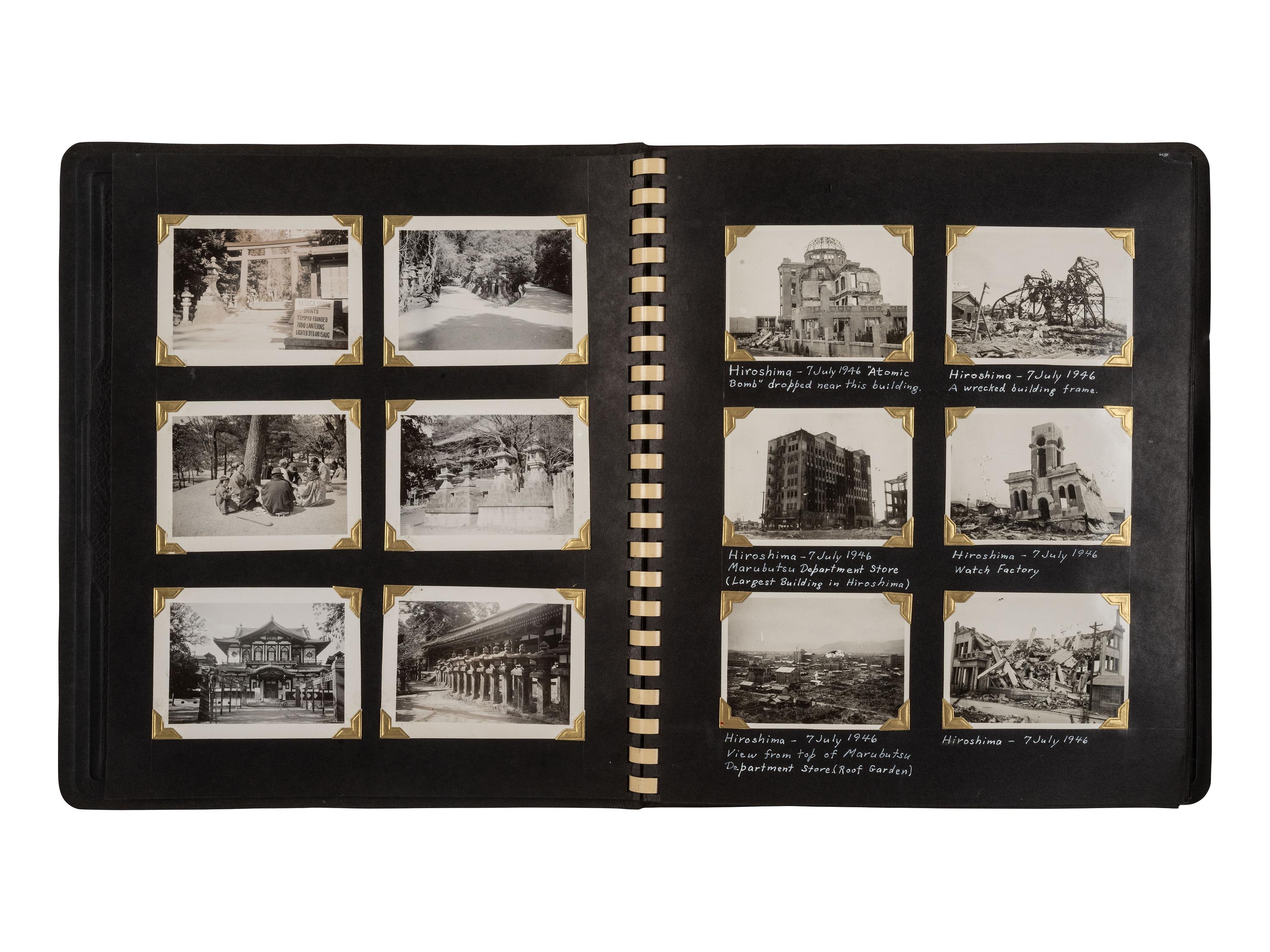 [WORLD WAR II]. Captain Van Voorhis collection, including photographs demonstrating the aftereffects of the atomic bomb and the reconstruction and occupation of Japan. Ca 1945-1947.