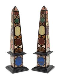 A Pair of Specimen Marble Obelisks