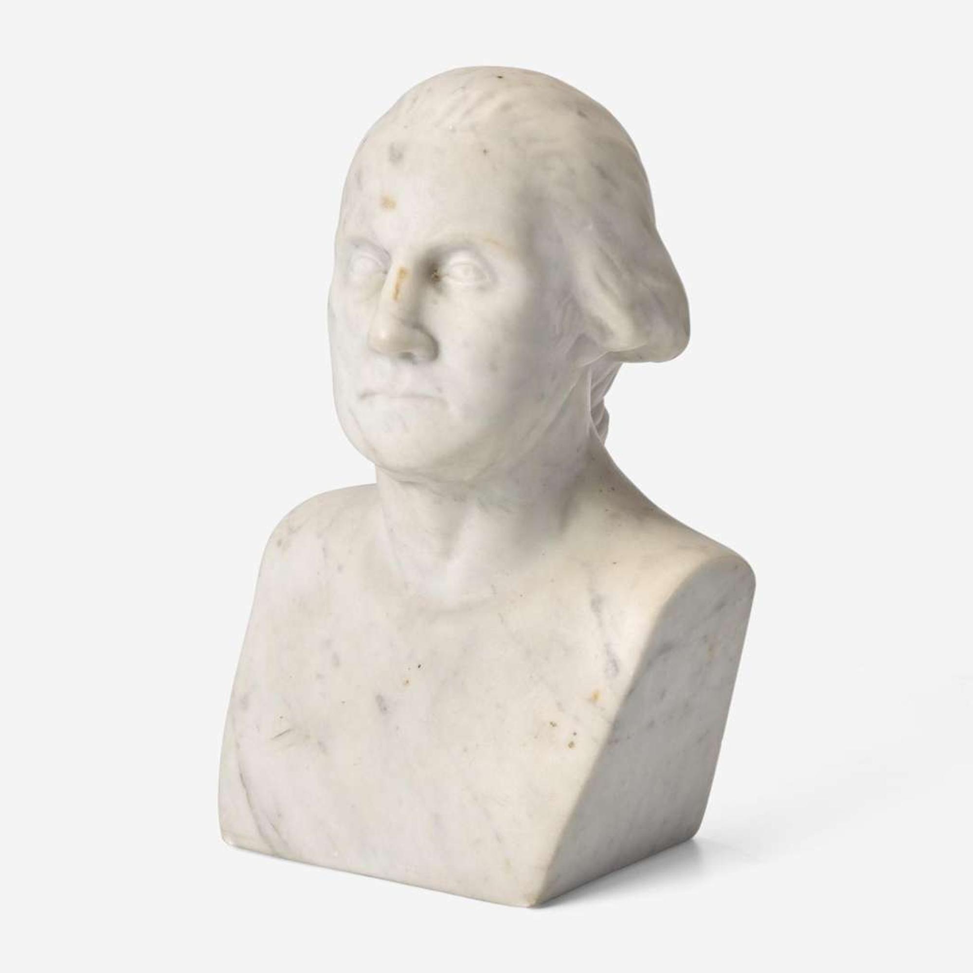 American School 19th century A carved marble bust of George Washington (1732-1799)