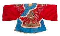 A Chinese Embroidered Silk Lady's Winter Robe Length collar to hem 36 inches.