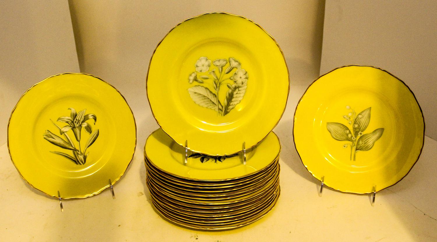 A Set of Eighteen Worcester Botanical Plates Diameter 9 1/4 inches. — 20TH CENTURY