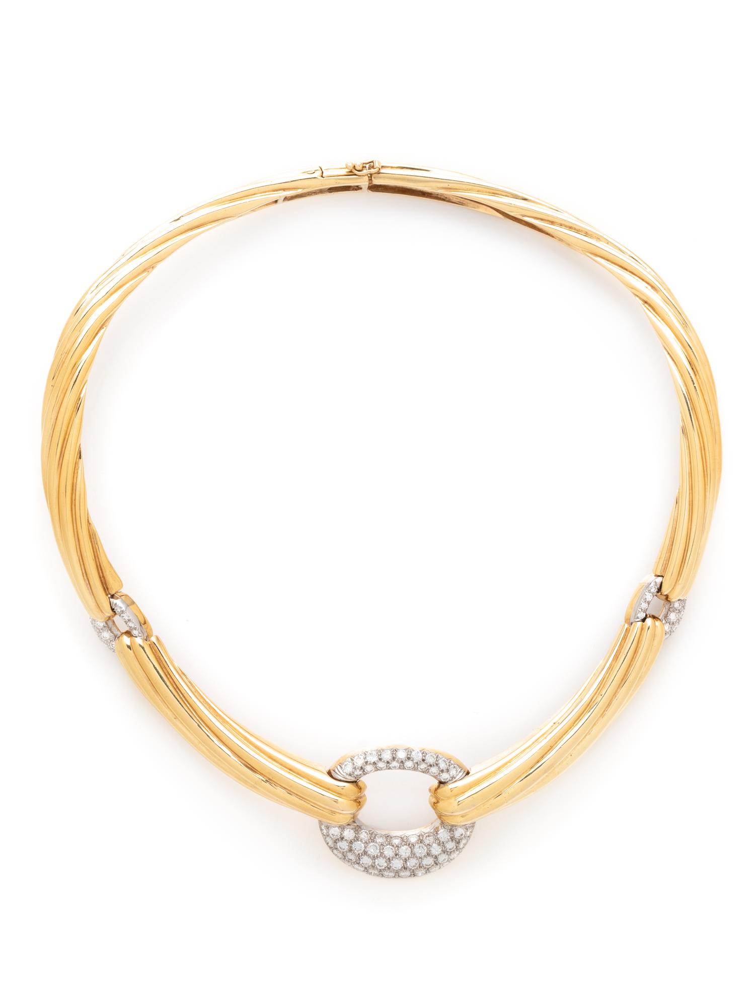 YELLOW GOLD AND DIAMOND COLLAR NECKLACE