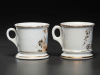Two Porcelain Occupational Shaving Mugs of Sartorial Interest