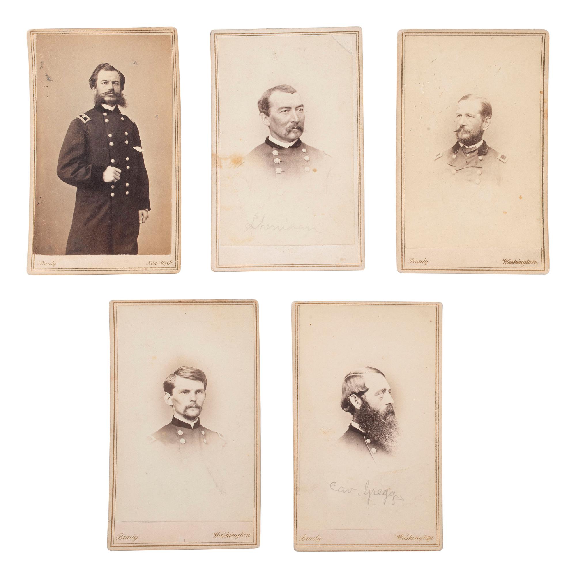 [CIVIL WAR - CAVALRY]. BRADY, Mathew (1822-1896), photographer. A group of 11 CDVs of Union Cavalry generals, incl. BUFORD, SHERIDAN, KILPATRICK, GREGG, TORBERT, KAUTZ, & STURGIS.