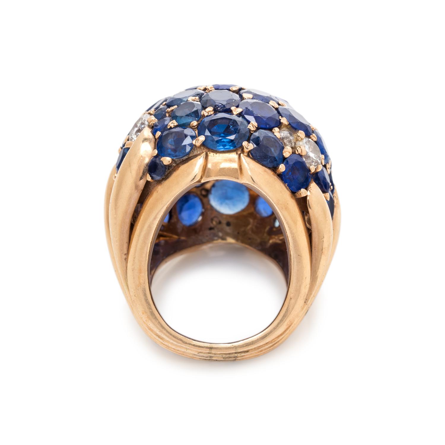 SAPPHIRE AND DIAMOND BOMBE RING