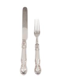 comprising: 12 forks 13 knives with stainless steel blades 25 items total.