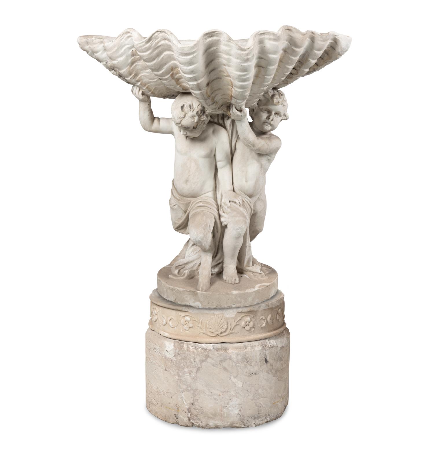 A Continental Carved Marble Fountain