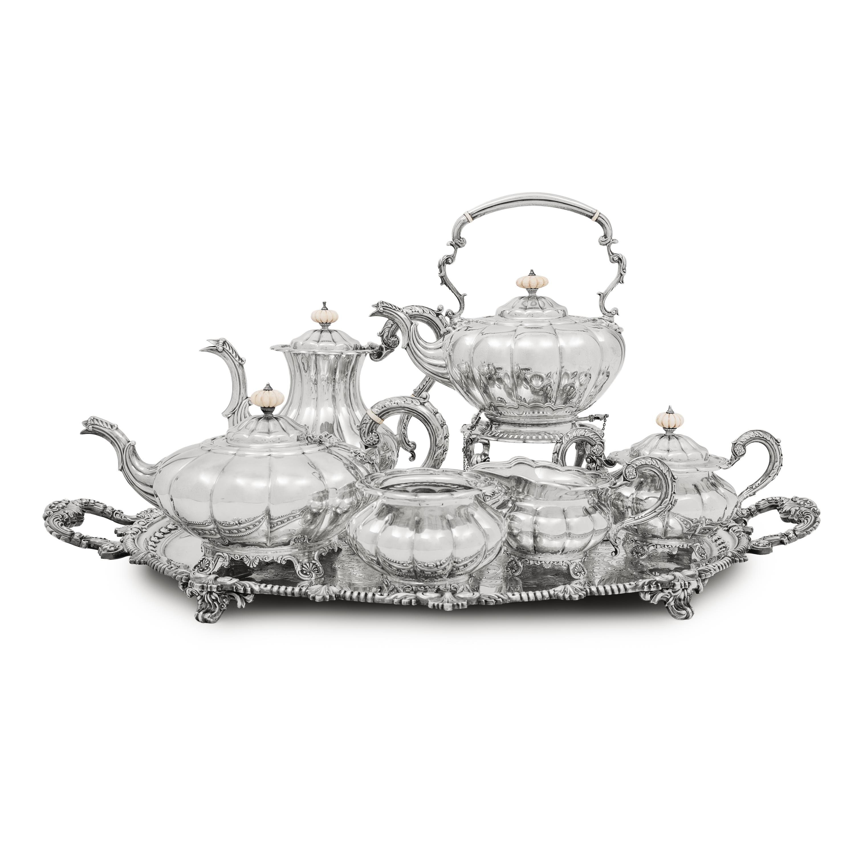 An English Silver Six-Piece Tea and Coffee Service