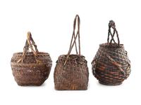 Three Japanese Bamboo Ikebana Baskets [Basket pictured far right to be returned to client; not included in donation group]
