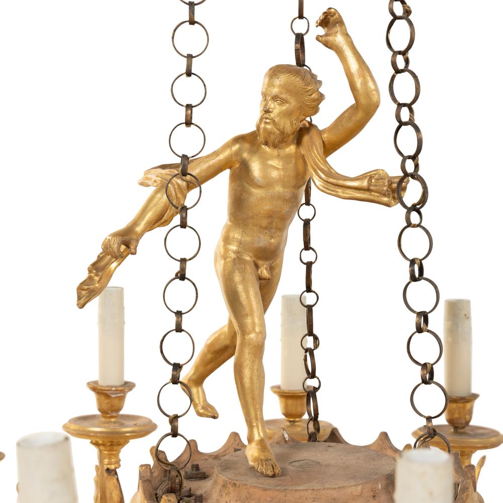 An Empire Giltwood Twelve-Light Chandelier