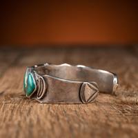 Navajo Silver Ingot and Turquoise Cuff Bracelet