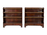 A Pair of Regency Style Mahogany Waterfall Bookcases — 20th Century