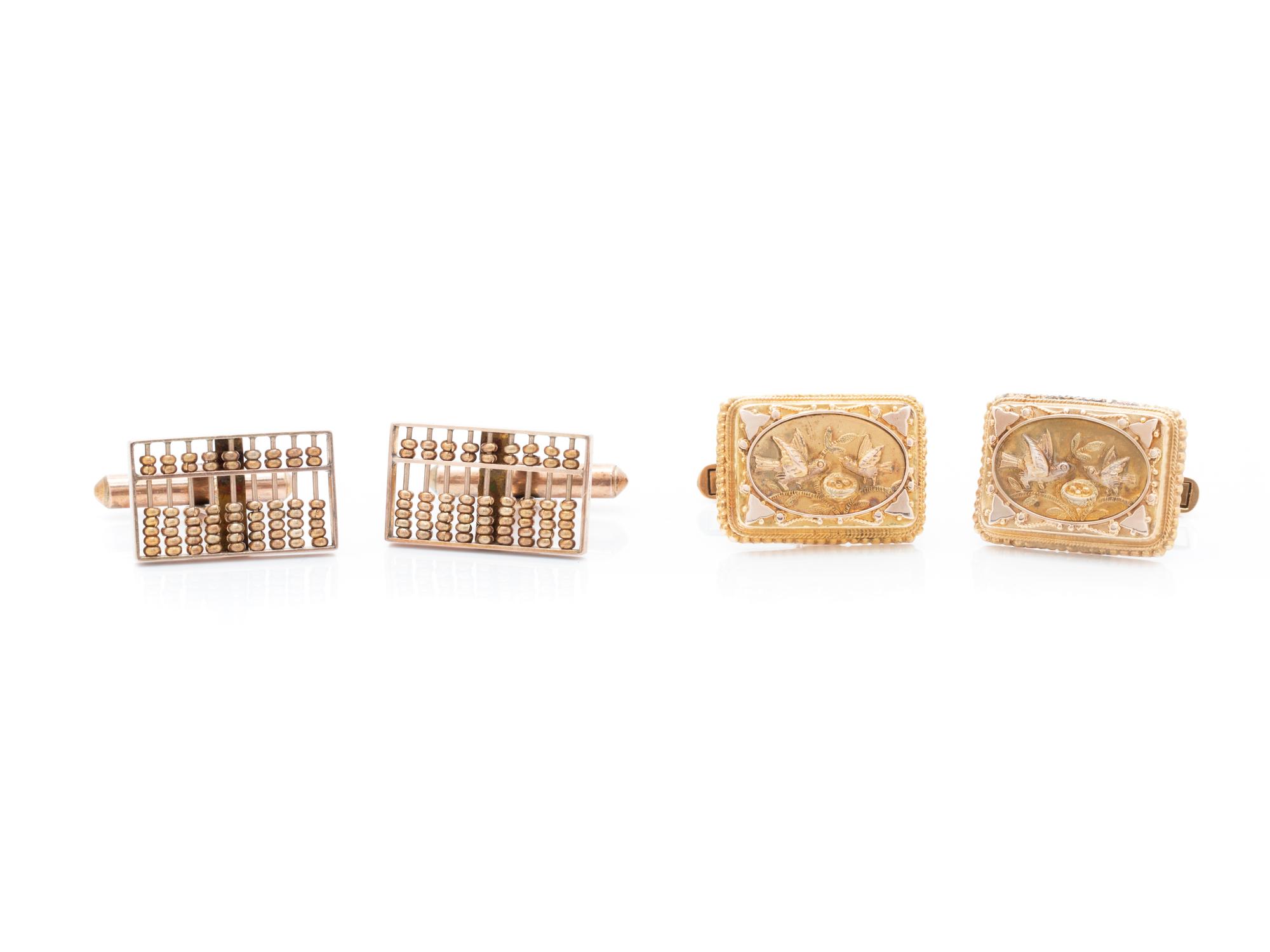 COLLECTION OF YELLOW GOLD CUFFLINKS