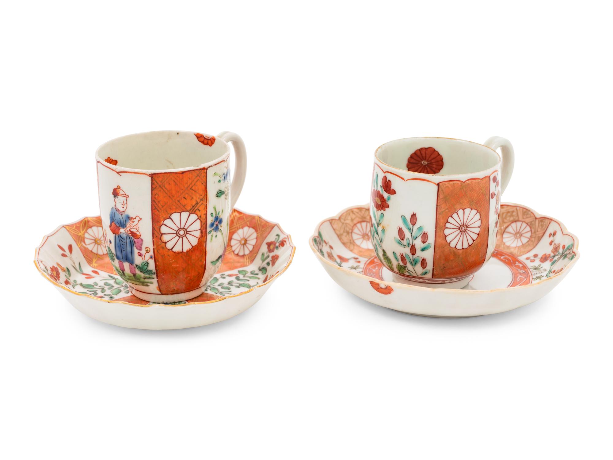 A Pair of Japanese Porcelain Teacups and Saucers