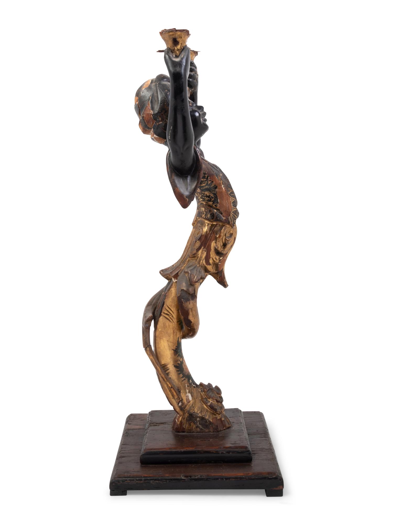 A Venetian Painted Figural Stand
