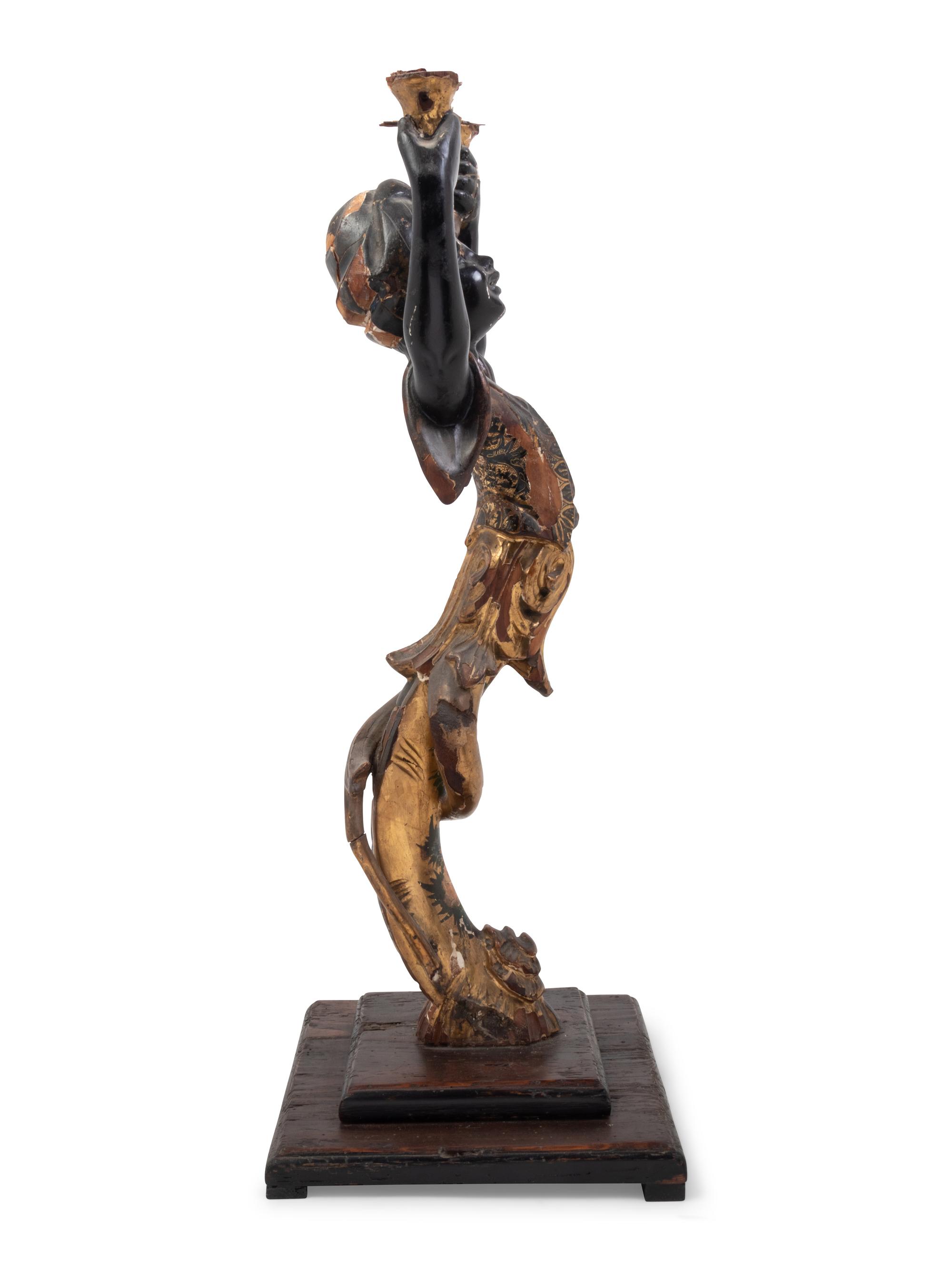 A Venetian Painted Figural Stand