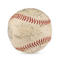 A Multi Signed Autograph Baseball Featuring Cy Young, Larry Lajoie, Kennesaw Mountain Landis and Additional Notables (Beckett Authentication Services Letter of Authenticity)