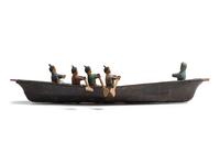 Greenlandic Inuit Model Umiak with Rowers