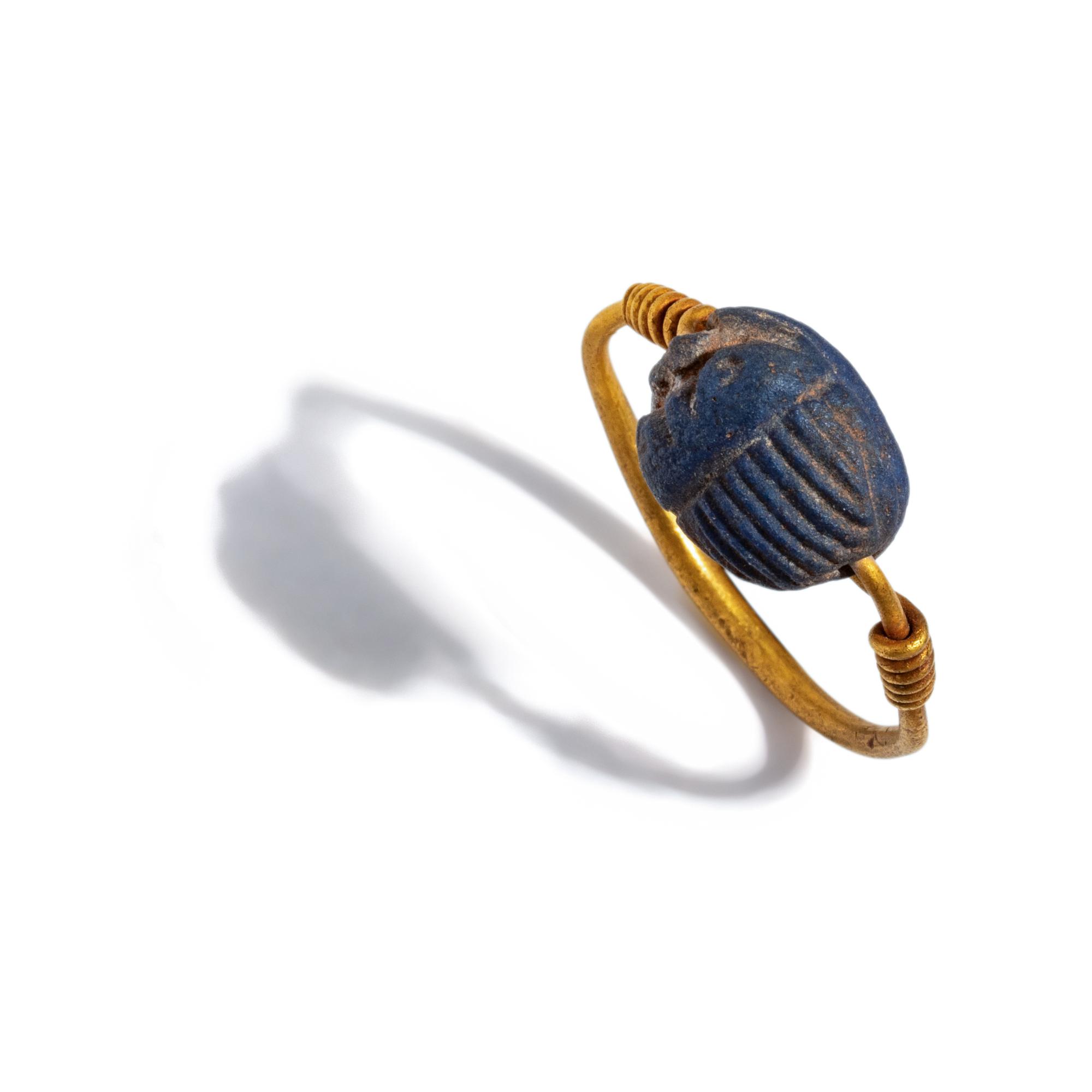 A Romano-Egyptian Gold Scarab Ring
