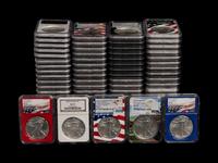 A Collection of Eighty-Six NGC Graded MS 70 Silver Eagle $1 Coins