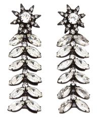 A Pair of Miriam Haskell Rhinestone Drop Earclips, 3.5" x 1".