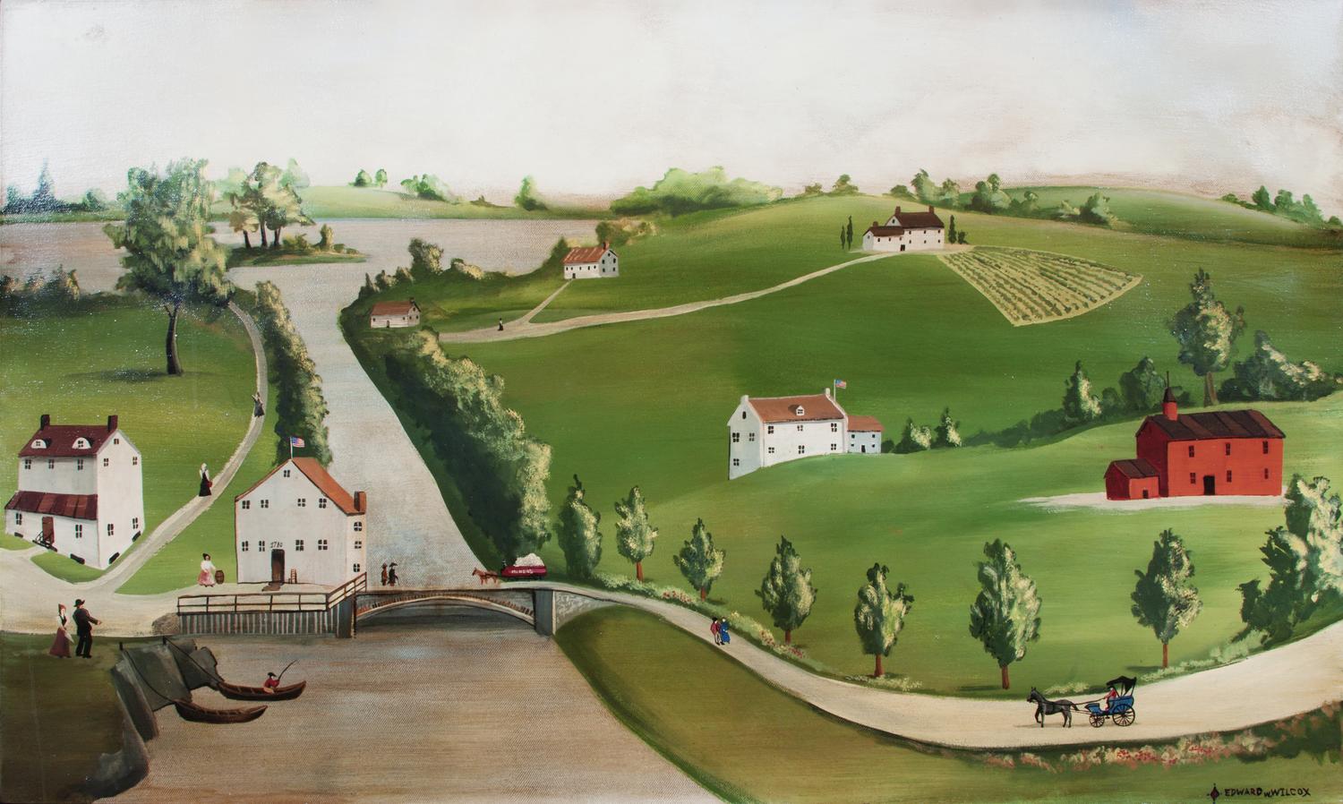 Edward W. Wilcox, (20th century), Aerial View of Town Landscape
