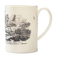 A Creamware Transfer-Printed Tankard with Naval Battle Scene