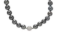 CULTURED GRAY PEARL AND DIAMOND NECKLACE