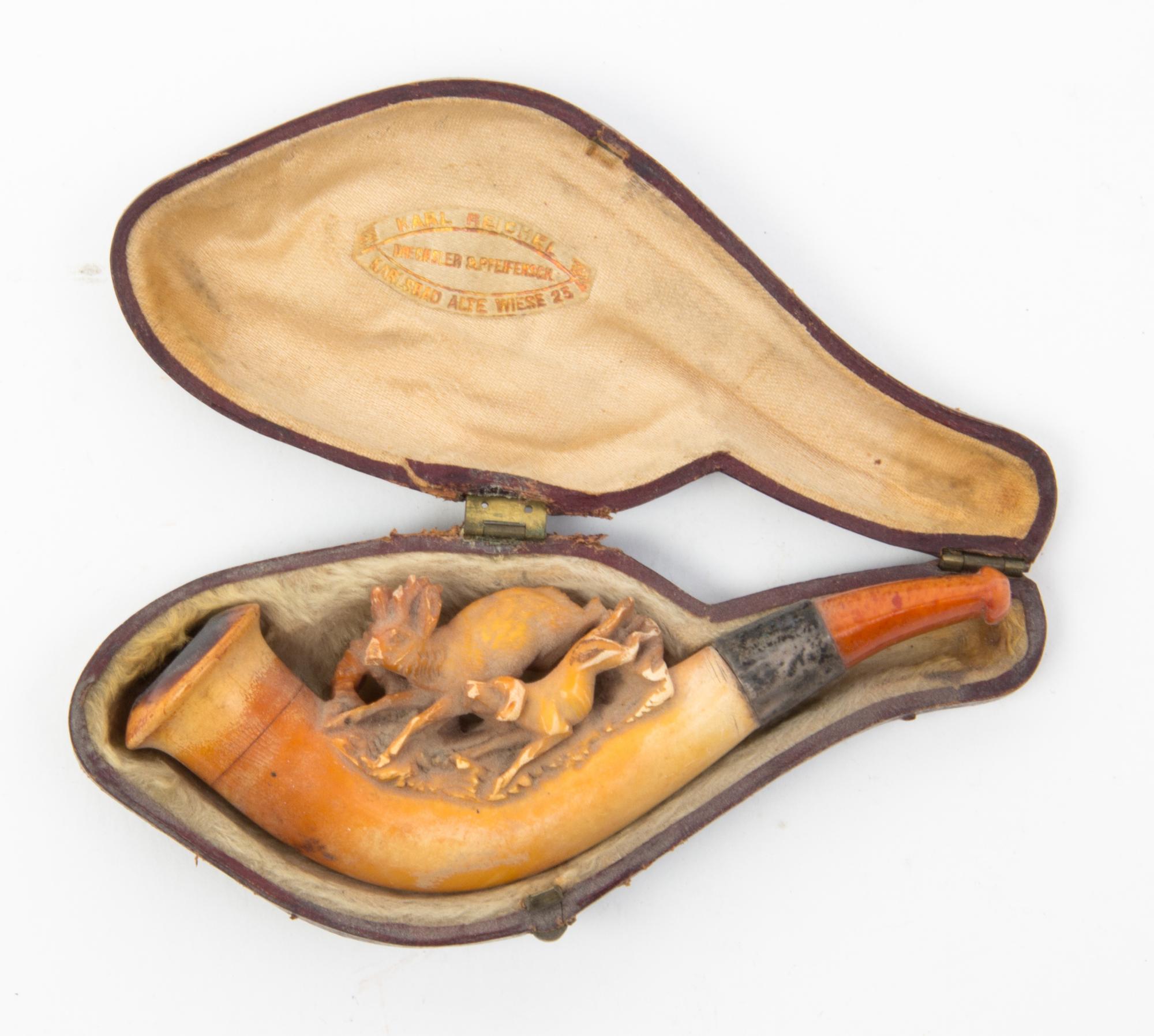 A Carved Meerschaum Pipe Length 4 1/4 inches.