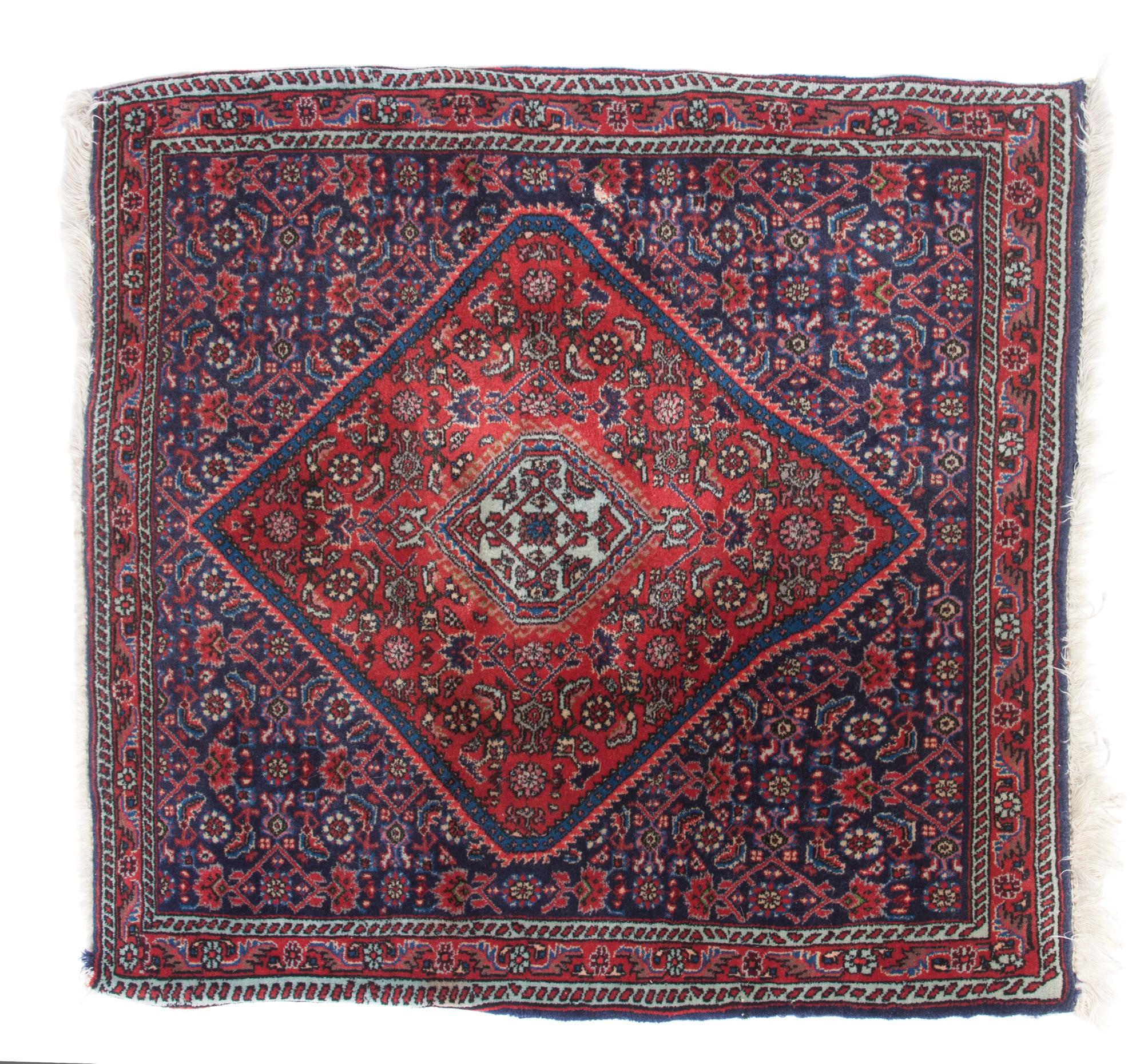 An Iranian Silk Rug 3 feet x 2 feet 11 inches.