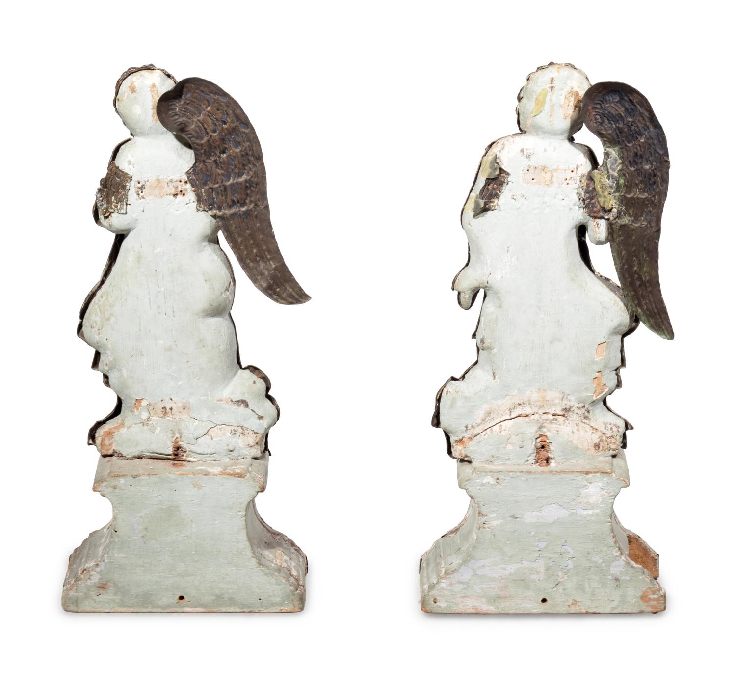 A Pair of Italian Gilt Metal Clad Angels