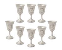A Set of Eight American Silver Goblets